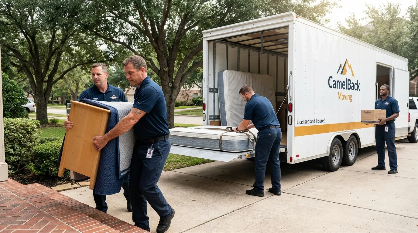 Crew loading residential truck for cross-state move from Alsip, IL