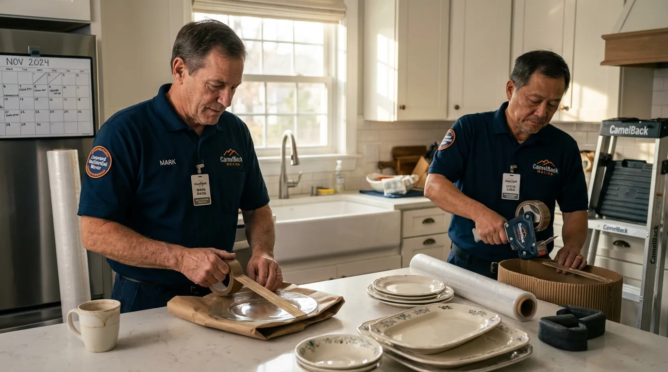 Professional crew packing kitchen dishware in Alsip, IL